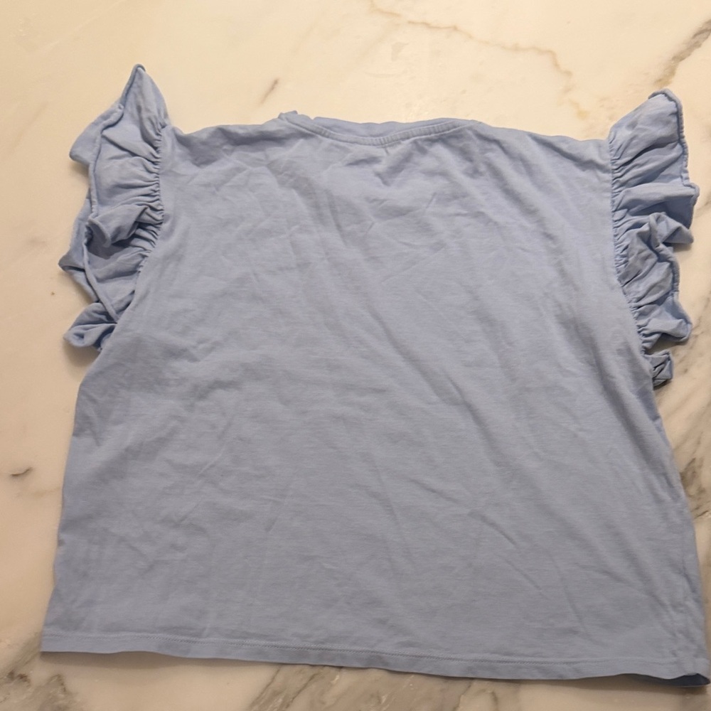 Light Blue Ruffled Sleeve Top - Picture 4 of 6
